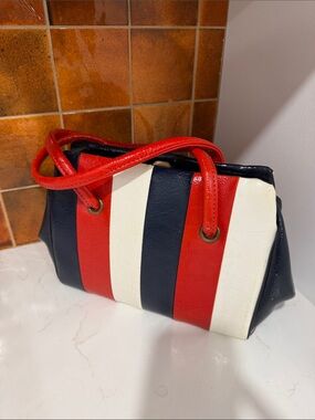 Striped Red, White & Navy Women’s Handbag
